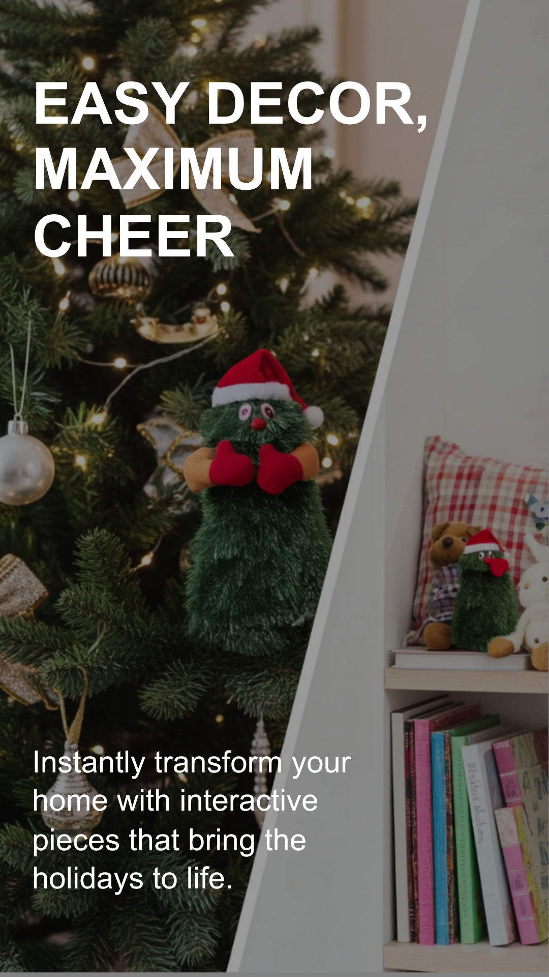 Warm Christmas home decoration scene with festive ornaments and holiday gifts