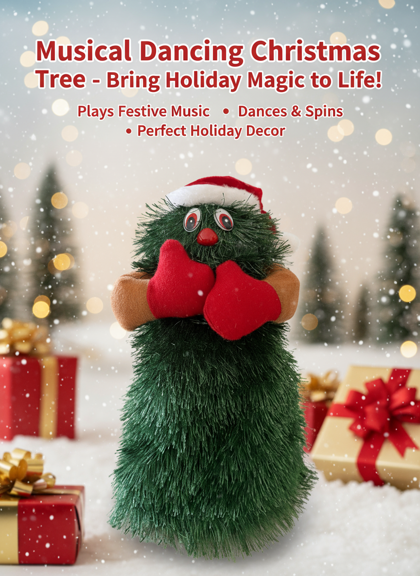 Dancing Christmas tree musical holiday decoration - animated singing tree ornament
