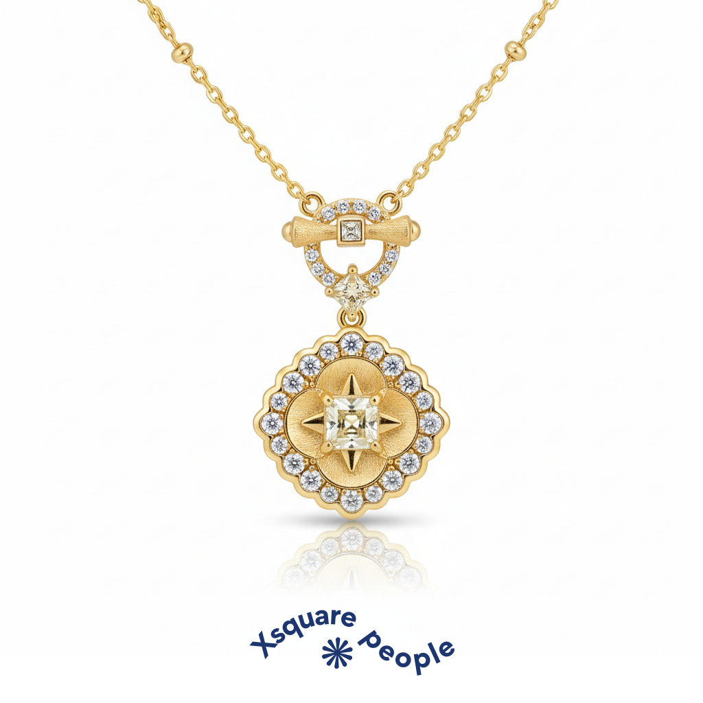 S925 sterling silver octagram necklace with 18K gold plated star pendant - main product view
