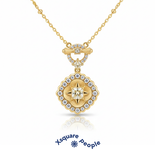 S925 sterling silver octagram necklace with 18K gold plated star pendant - main product view
