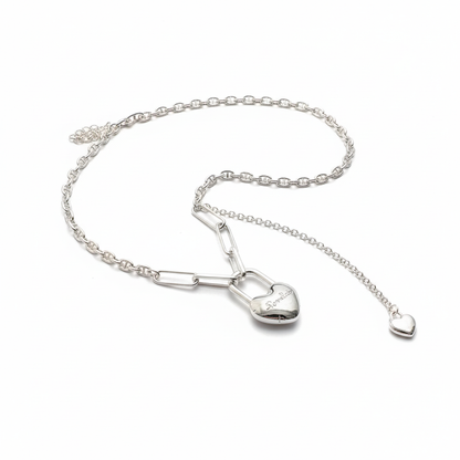 S925 Silver 23K Gold-Plated Boucheron-Style Lock & Cross Necklace