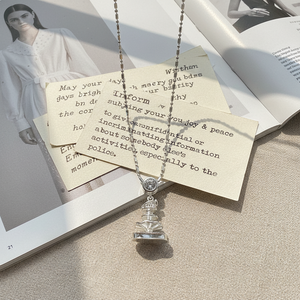 S925 Silver 23K Gold-Plated Boucheron-Style Lock & Cross Necklace