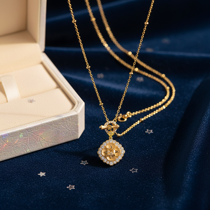 S925 Silver 23K Gold-Plated Boucheron-Style Lock & Cross Necklace