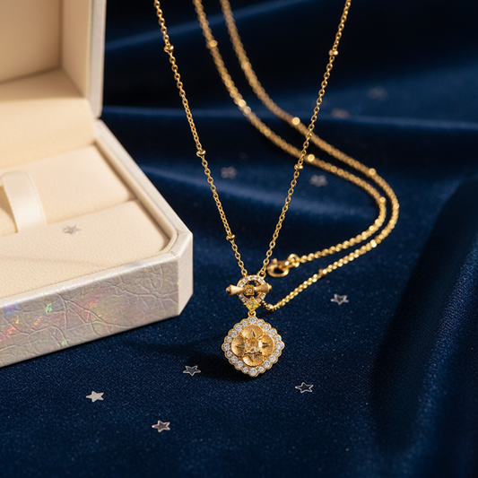 S925 Silver 23K Gold-Plated Boucheron-Style Lock & Cross Necklace