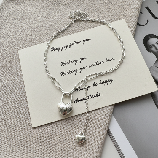 S925 Silver 23K Gold-Plated Boucheron-Style Lock & Cross Necklace