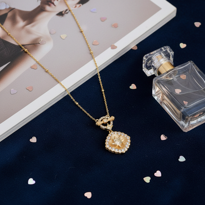 S925 Silver 23K Gold-Plated Boucheron-Style Lock & Cross Necklace