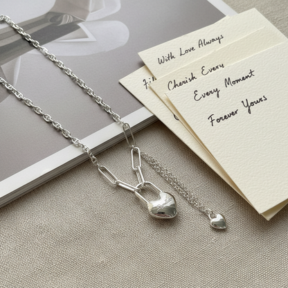 S925 Silver 23K Gold-Plated Boucheron-Style Lock & Cross Necklace