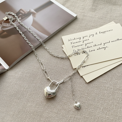 S925 Silver 23K Gold-Plated Boucheron-Style Lock & Cross Necklace