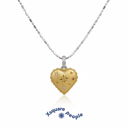 S925 Silver 23K Gold-Plated Boucheron-Style Lock & Cross Necklace