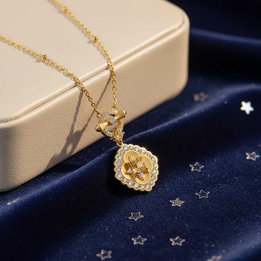 S925 Silver 23K Gold-Plated Boucheron-Style Lock & Cross Necklace