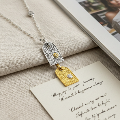 S925 Silver 23K Gold-Plated Boucheron-Style Lock & Cross Necklace