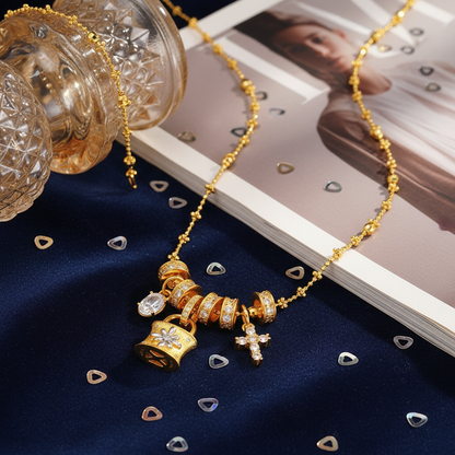 S925 Silver 23K Gold-Plated Boucheron-Style Lock & Cross Necklace