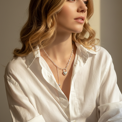 S925 Silver 23K Gold-Plated Boucheron-Style Lock & Cross Necklace