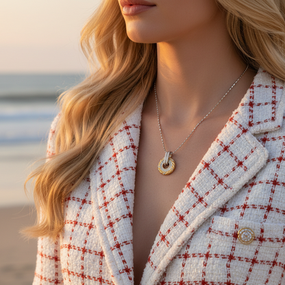 S925 Silver 23K Gold-Plated Boucheron-Style Lock & Cross Necklace