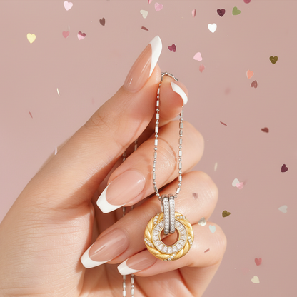 S925 Silver 23K Gold-Plated Boucheron-Style Lock & Cross Necklace